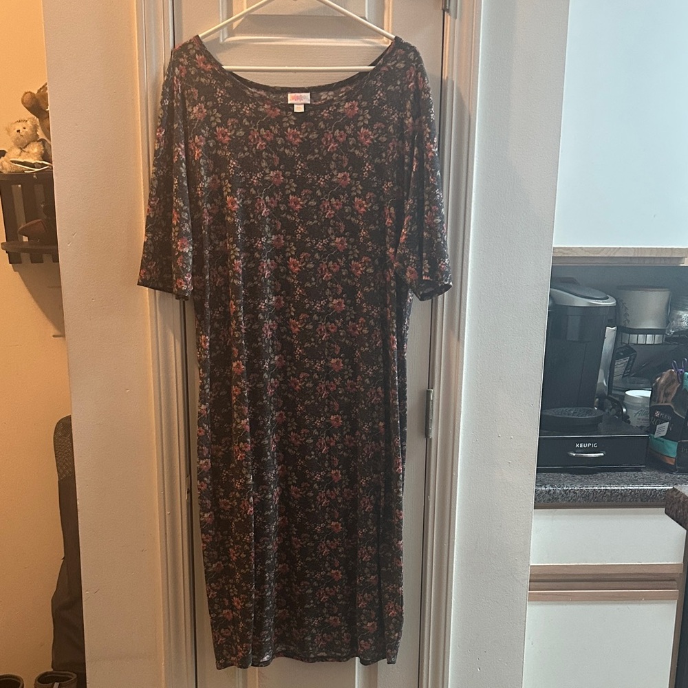 LuLaRoe Black Floral Midi Dress